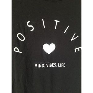 Belah & Cody Large Black T Shirt Tee Positive Mind. Vibes. Life with Heart